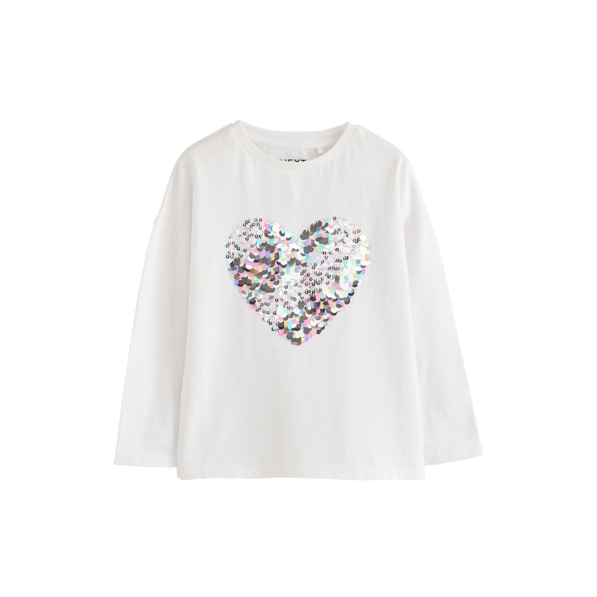 Haut à manches longues, cœurs et sequins blanc, NEXT