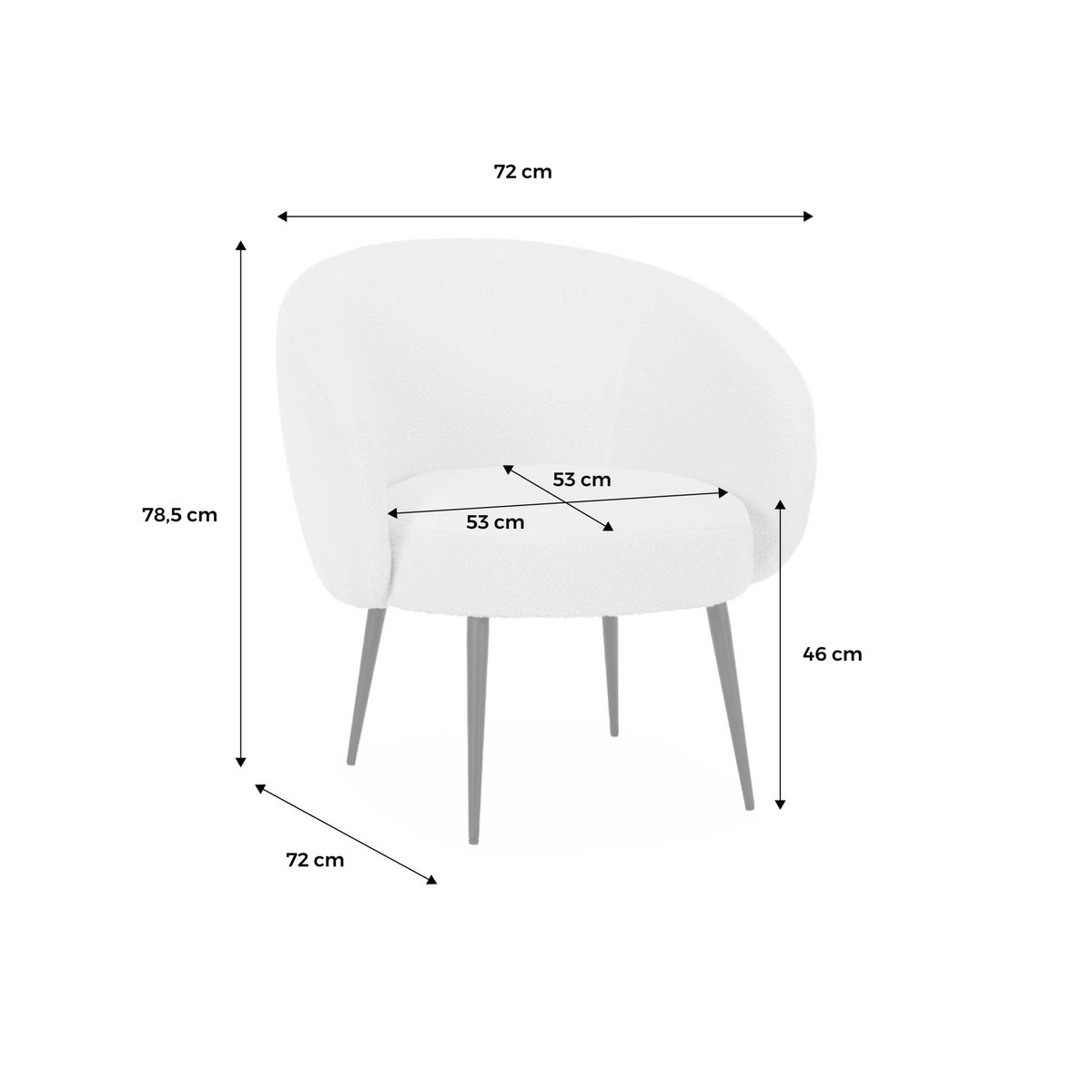 Fauteuil cosy design métal et bouclette HIMA crème, SWEEEK