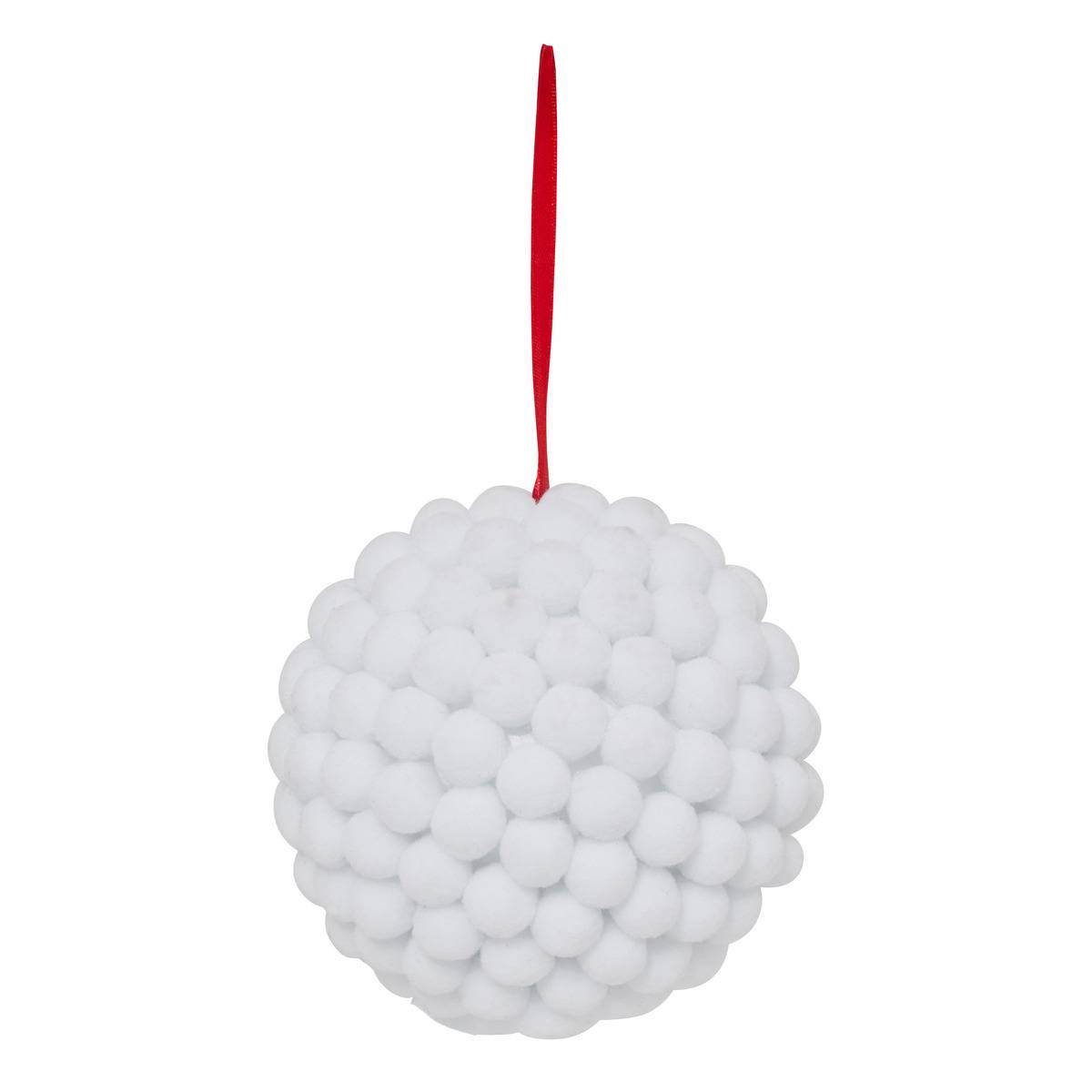 Boule de Noël en coton blanche D. 150 mm blanc, FEERIC LIGHTS & CHRISTMAS