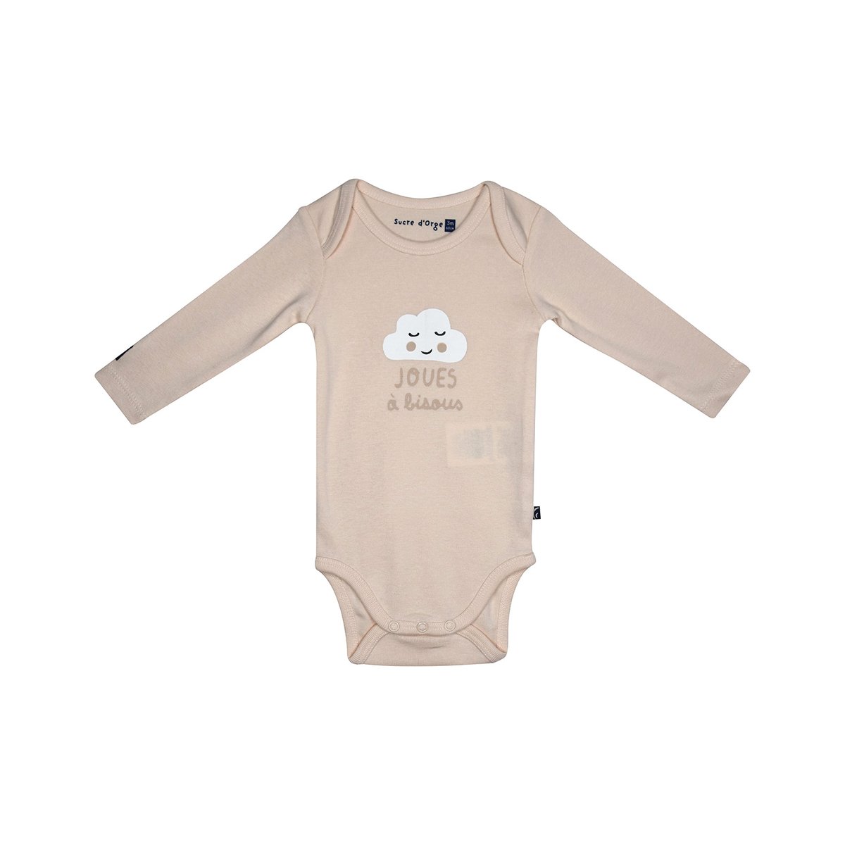Lot de 3 bodies mael manches longues bebe beige, SUCRE D'ORGE