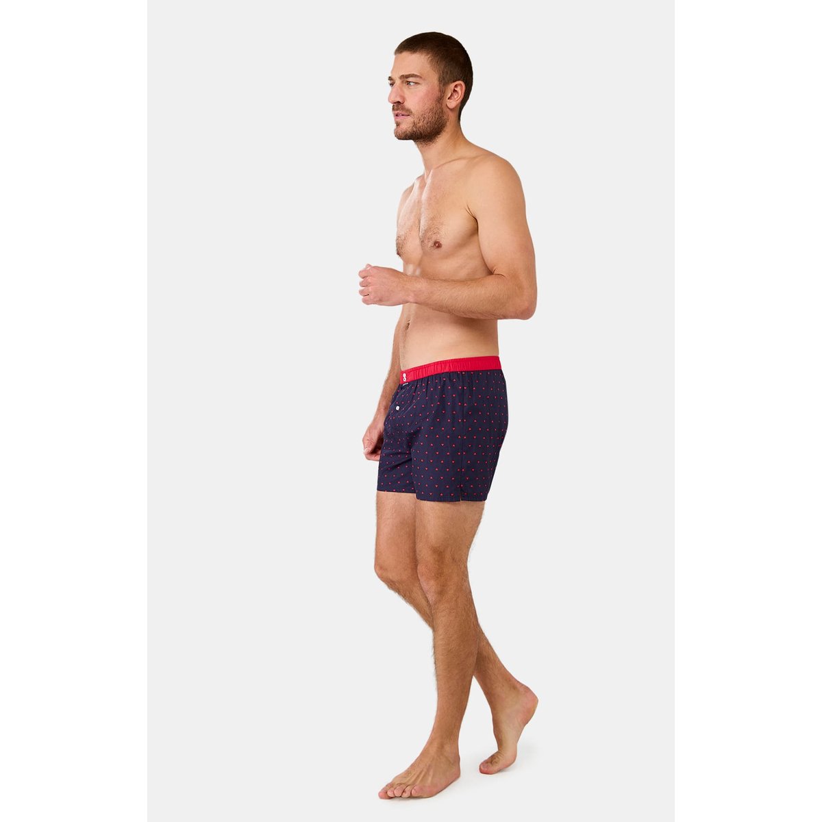 Caleçon avec suspensoir homme en coton Marine à cœur rouge marine, ARTHUR