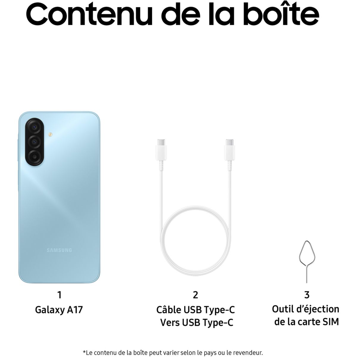 Smartphone Galaxy A17 Bleu clair 128Go 4G couleur unique, SAMSUNG