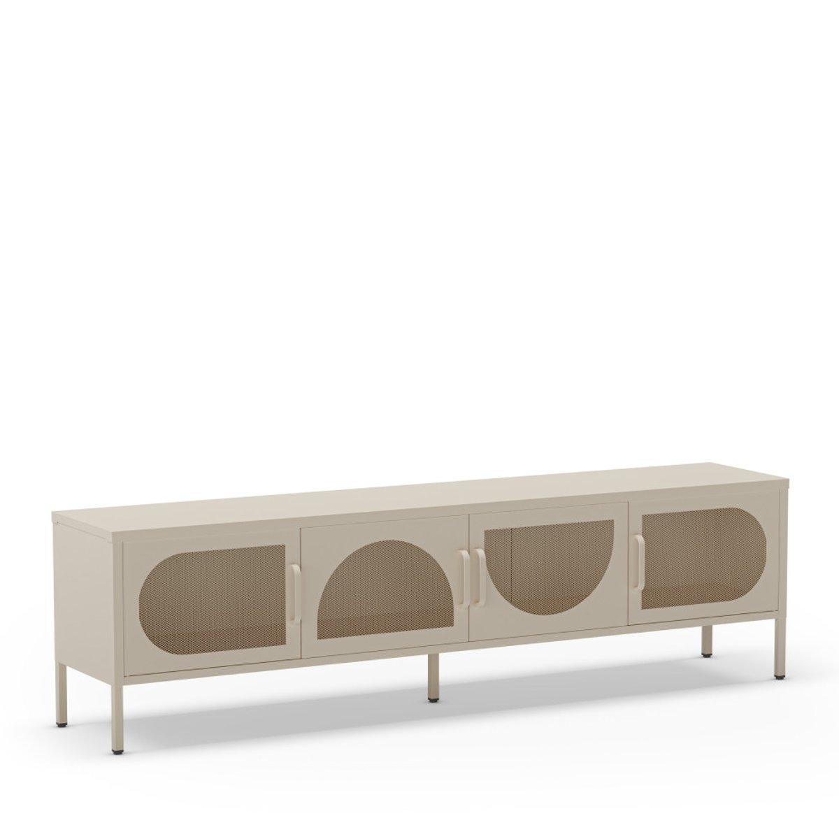Meuble TV 4 portes en métal L180cm- ZIO beige, DRAWER