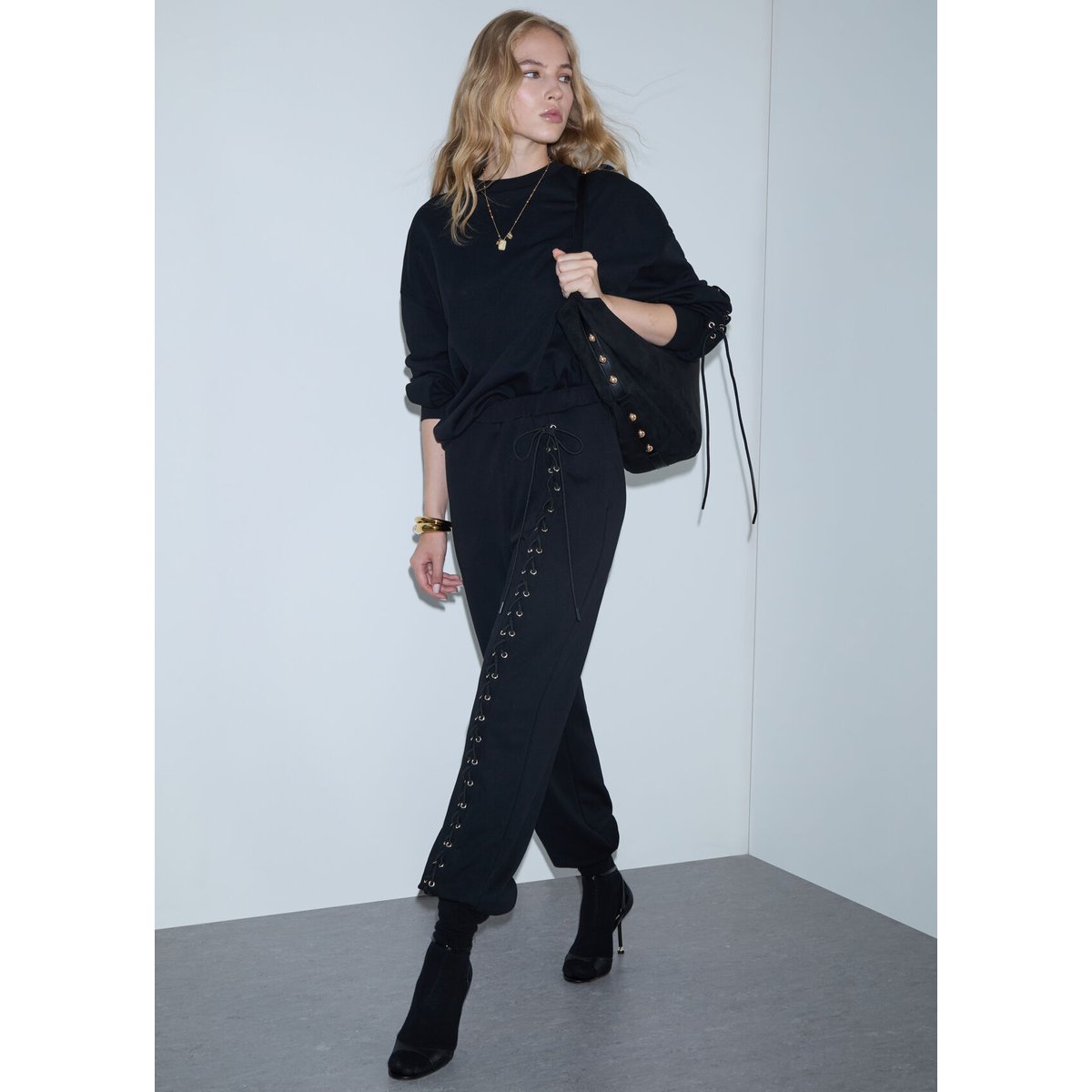 Pantalon de jogging avec lacets noir, LIU JO