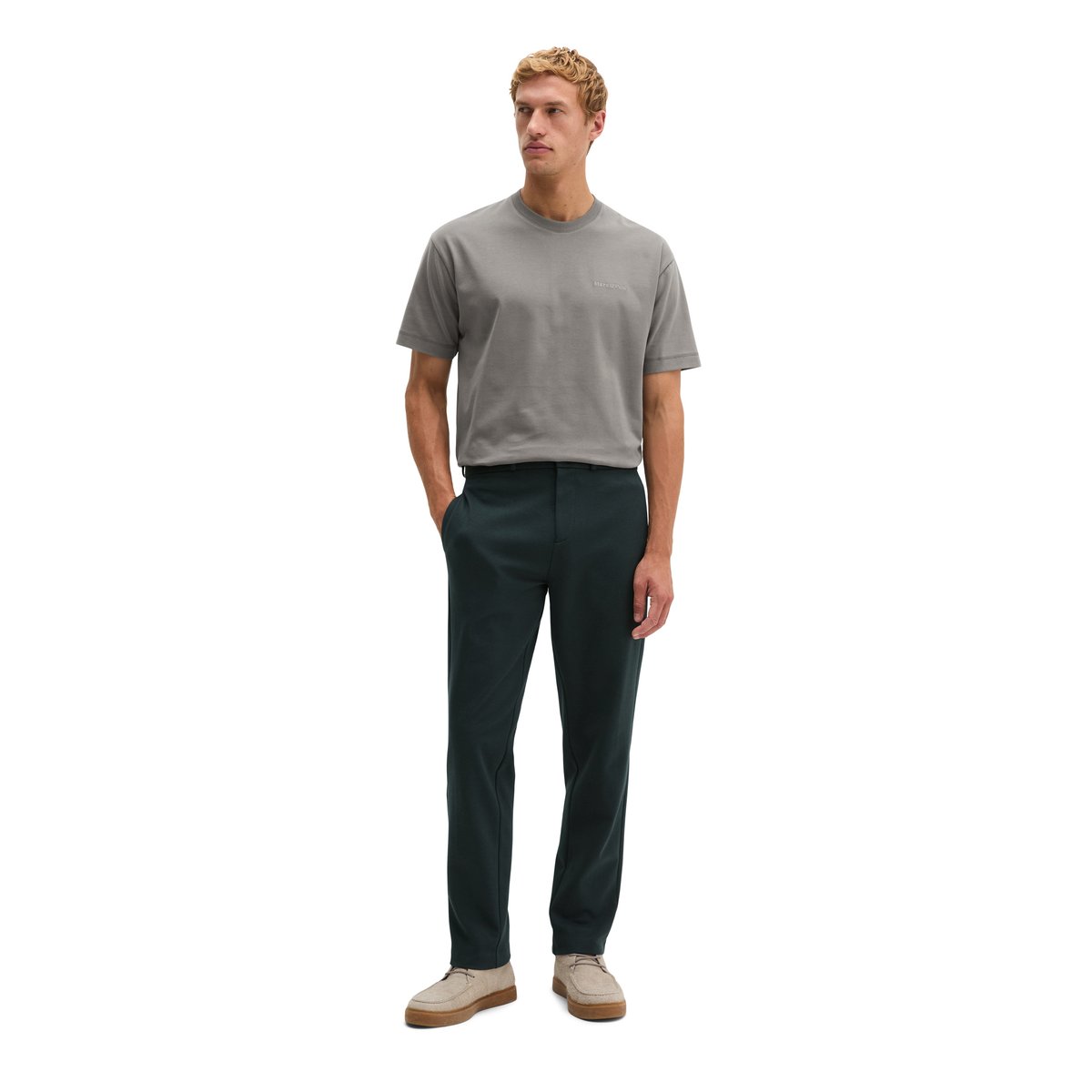 Pantalon de survêtement coupe classique en mélange de coton bio tout doux bleu, MARC O'POLO