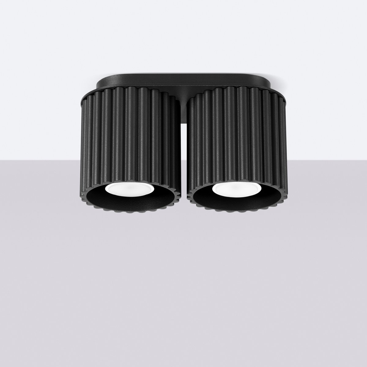 Plafonnier Aluminium Noir GU10 2 Aura noir, EDEN