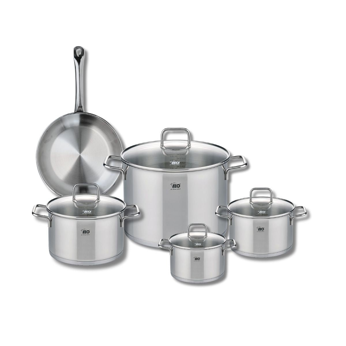 Batterie 1 poêle 24cm + 4 faitouts 14/16/20/26cm PROFI CITRIN gris, ELO