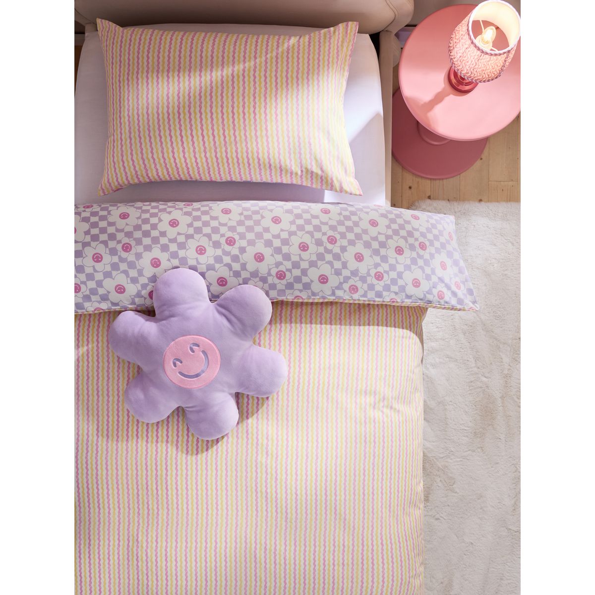 Parure housse de couette et taie d'oreiller damier de fleurs lilas, NEXT
