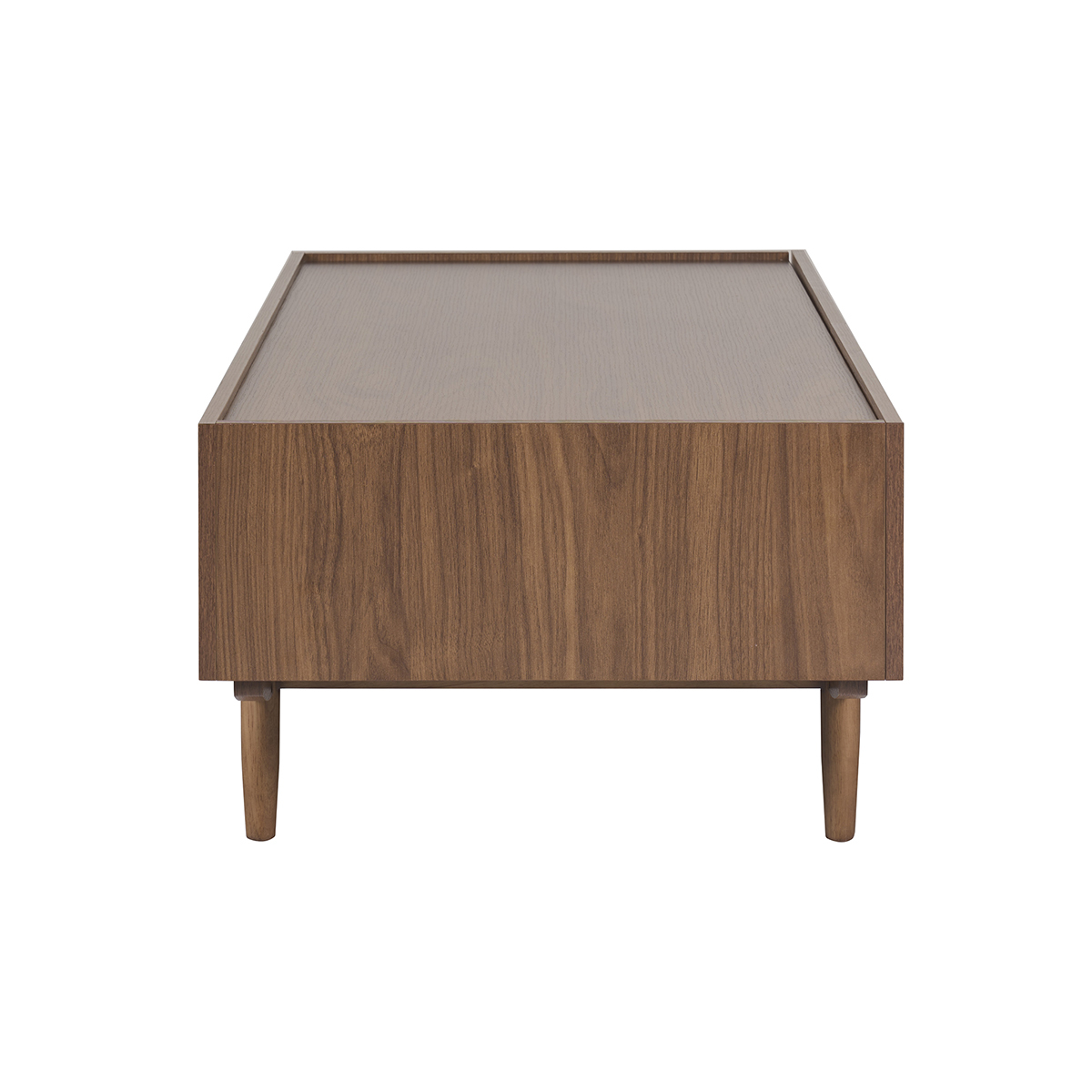 Table basse rectangulaire avec rangements 2 tiroirs finition bois foncé noyer L120 cm SANAA noyer, MILIBOO