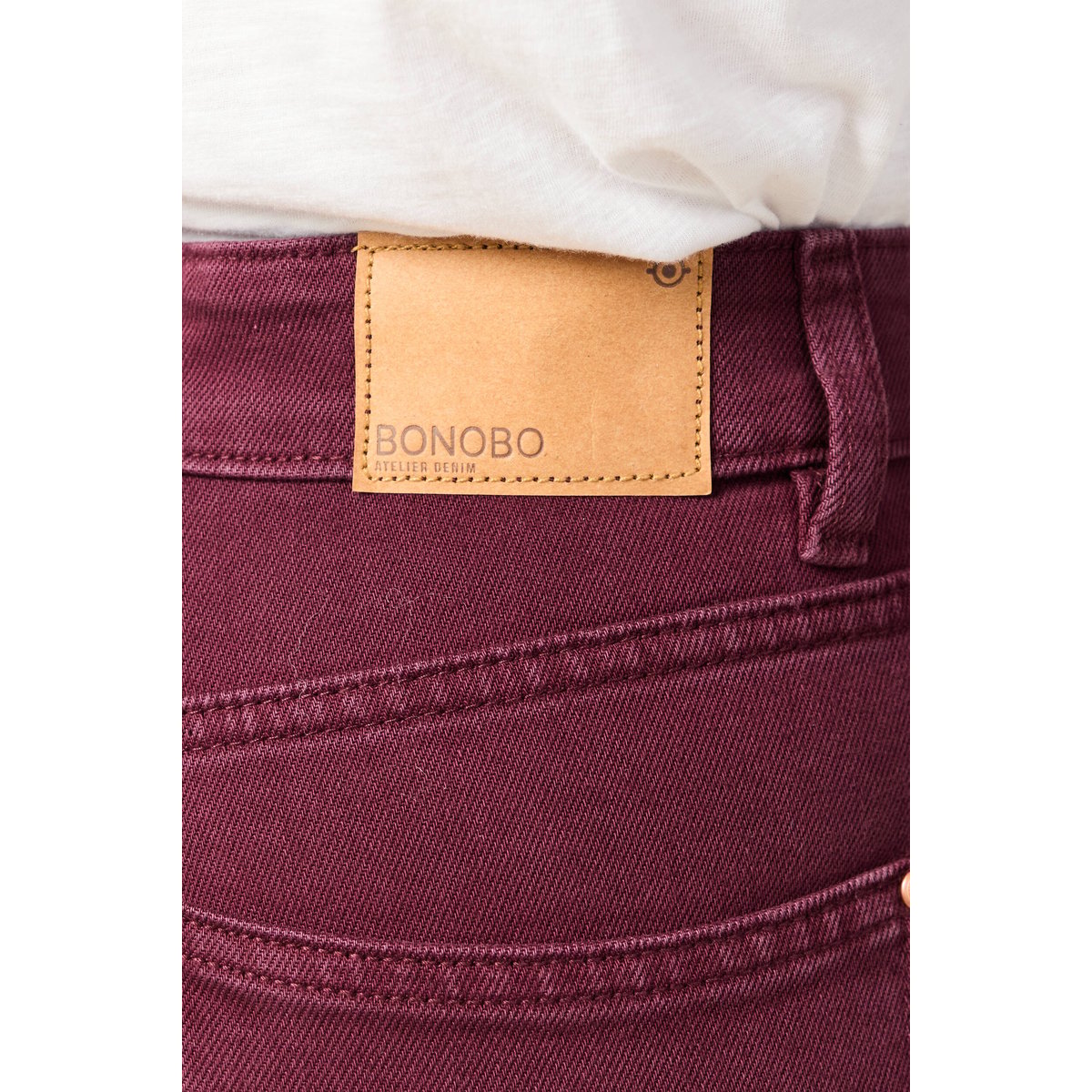 Jeans droit 7/8ème taille standard bordeaux, BONOBO