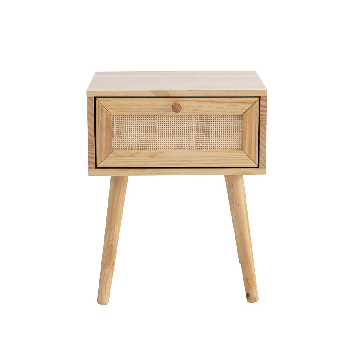 Chambre complète lit cannage enfant avec commode et chevet - ANNA bois naturel, TERRE DE NUIT