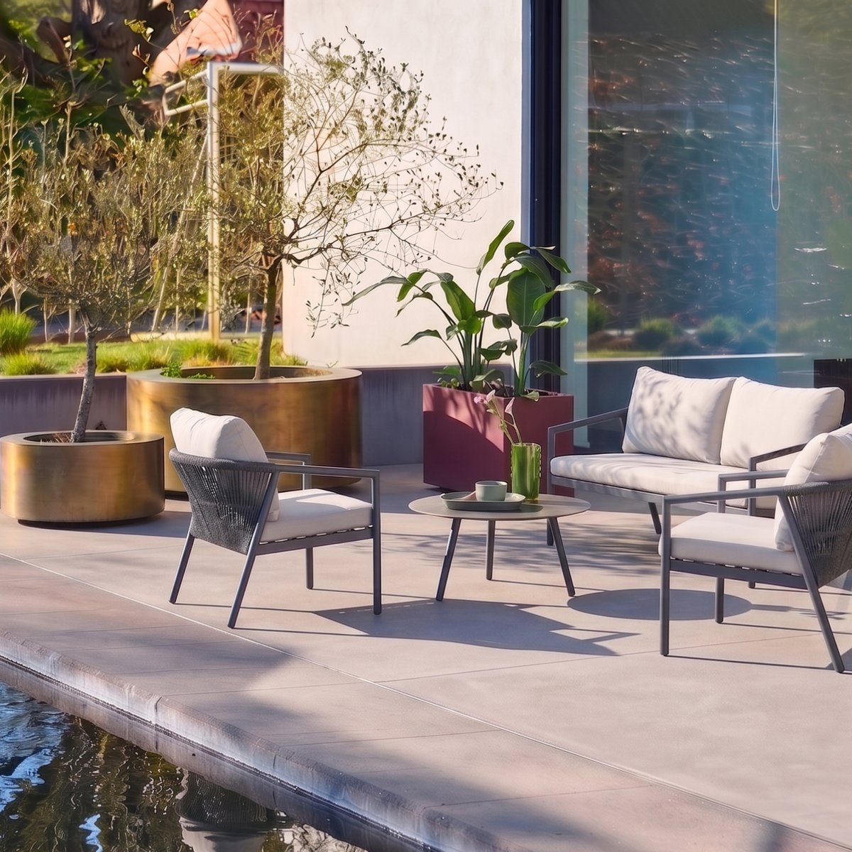 Salon de jardin aluminium et cordes 4 places KORAVA gris, SWEEEK