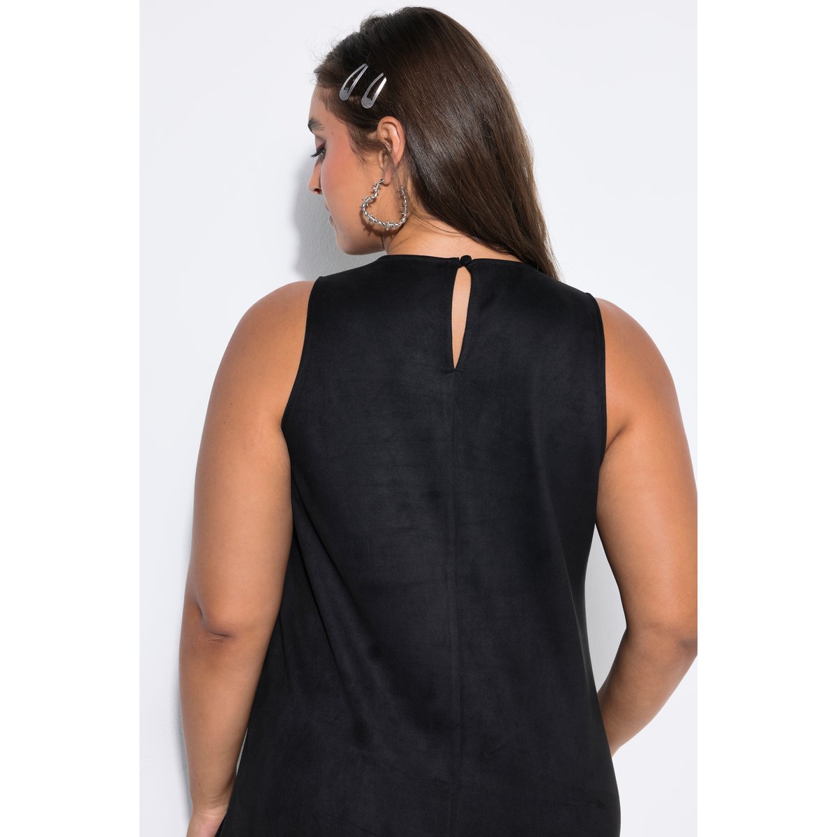 Robe en daim, coupe ample, col rond noir, STUDIO UNTOLD