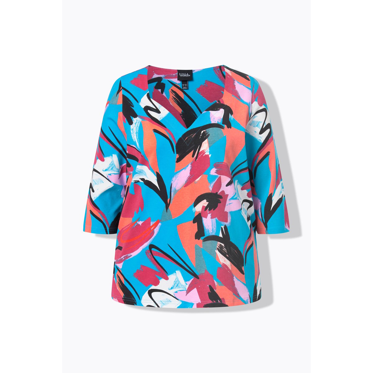 T-shirt imprimé abstrait aqua turquoise, ULLA POPKEN