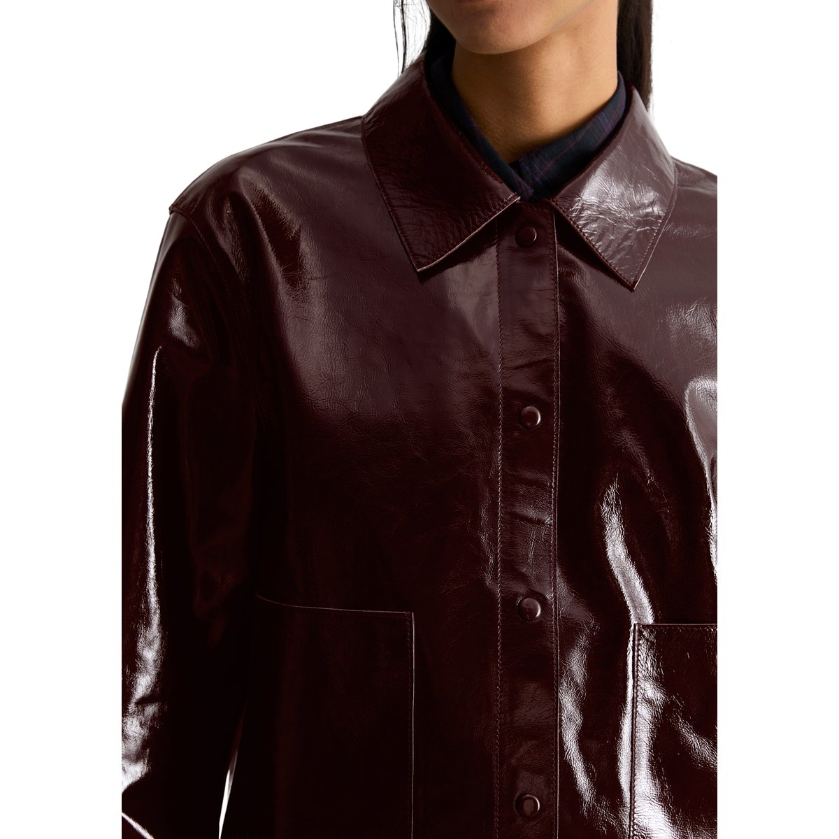 Veste en cuir brillant, coupe classique en cuir d'agneau de luxe rouge, MARC O’POLO DENIM