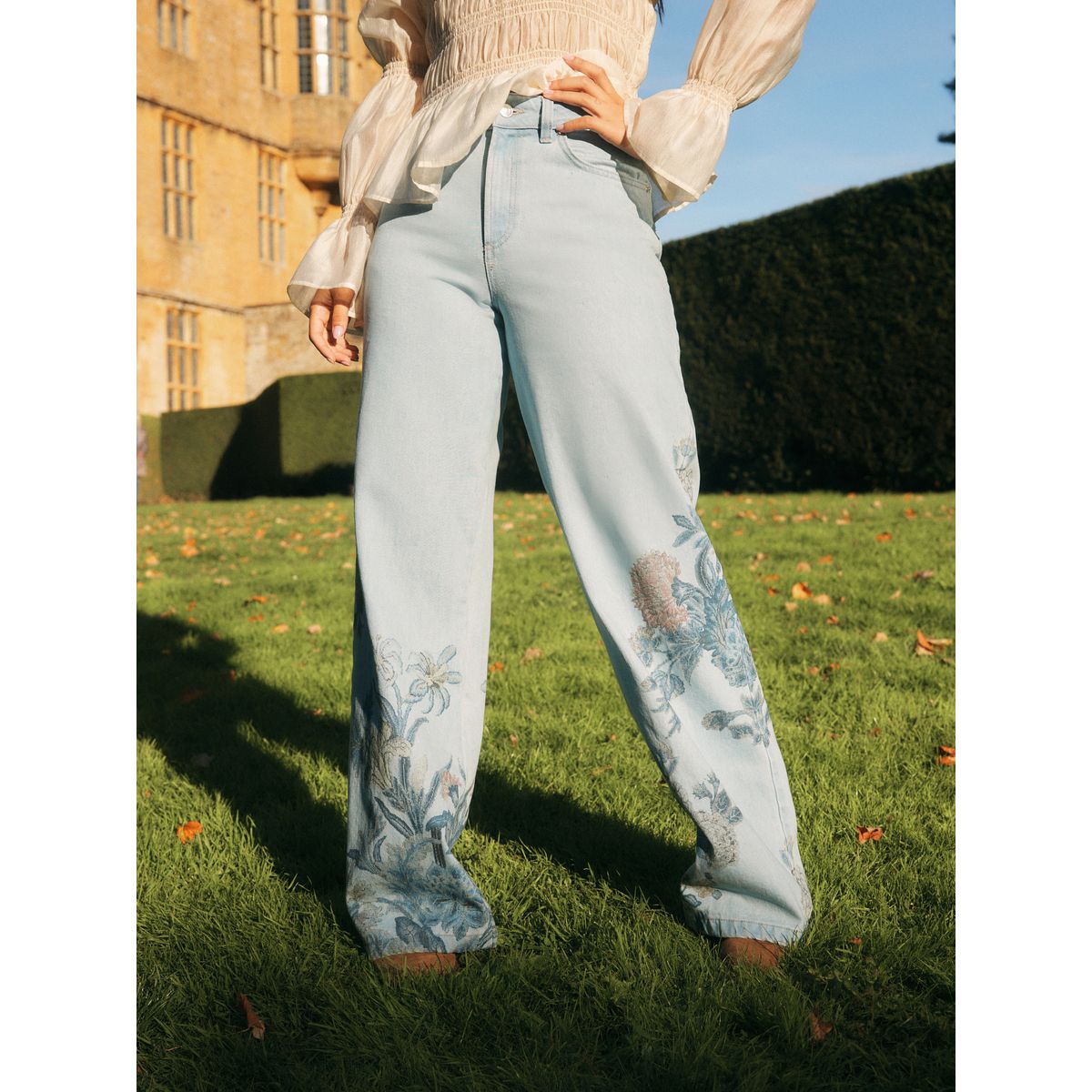 Jean brodé surpiqué national trust x next jean bleu moyen, NEXT