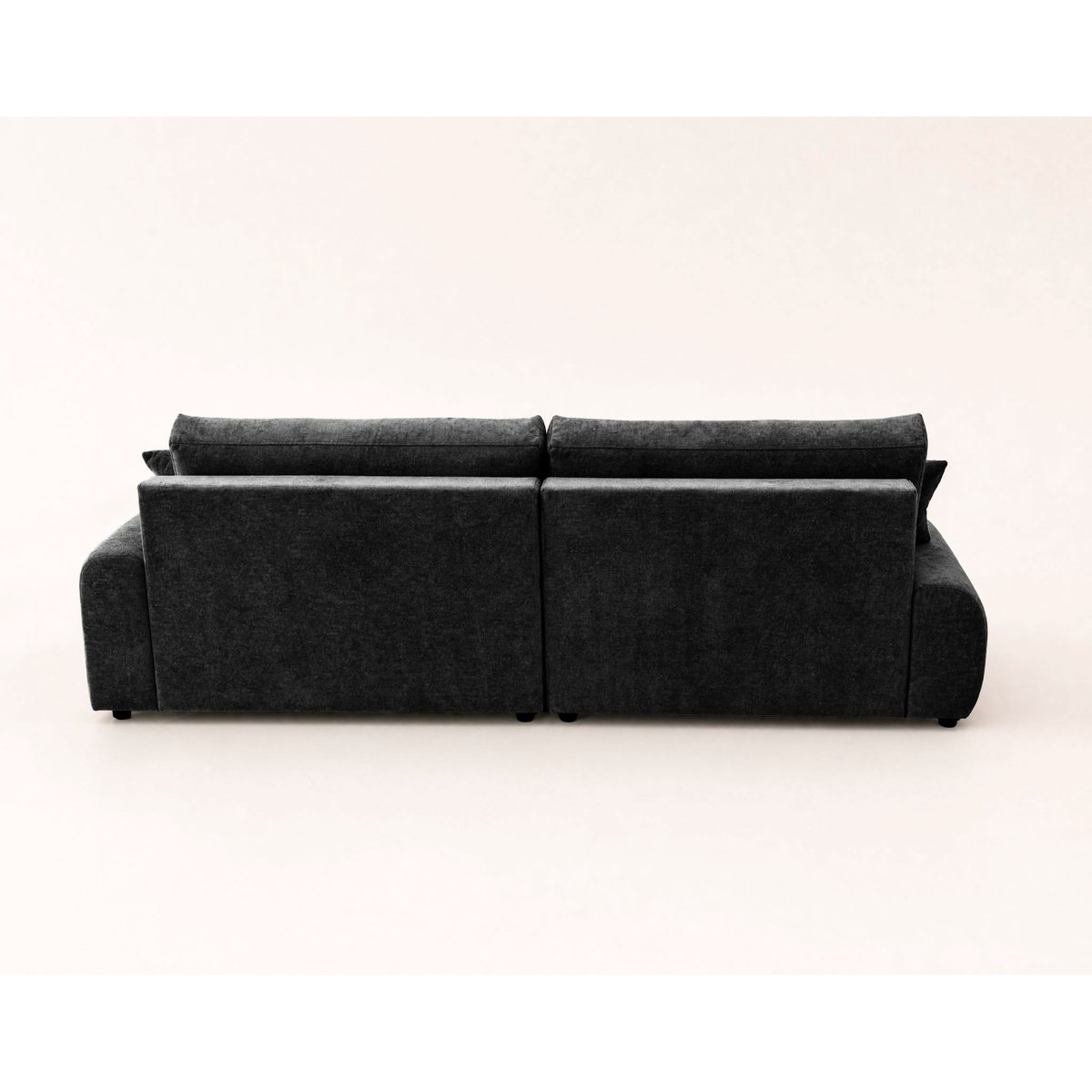 Canapé d'Angle Convertible en Tissu texturé 4 places - PIVOINE noir, BEST MOBILIER