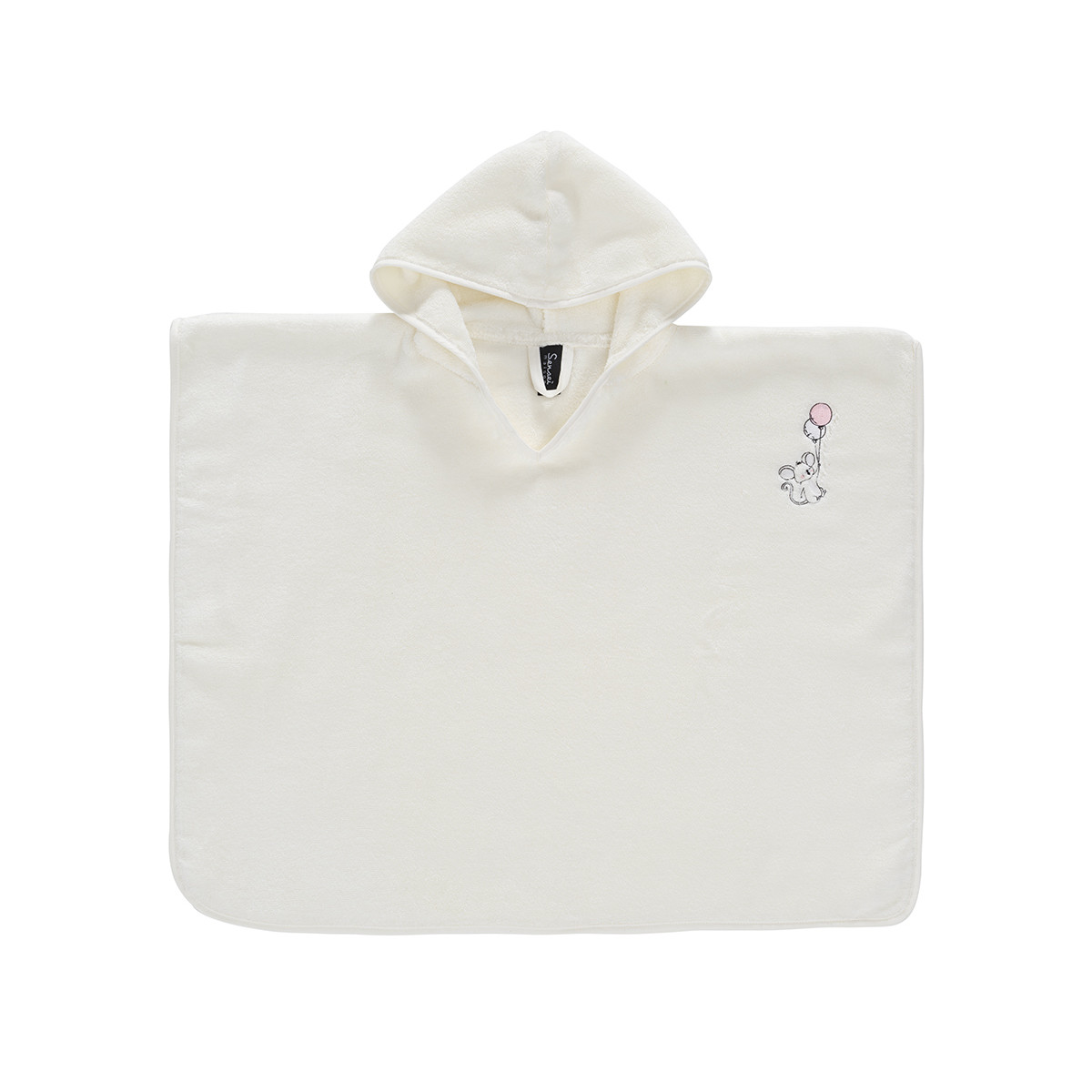 Poncho de bain enfant en coton peigné Zéro Twist BABY SOFT SOURIS SKY ecru, SENSEI MAISON