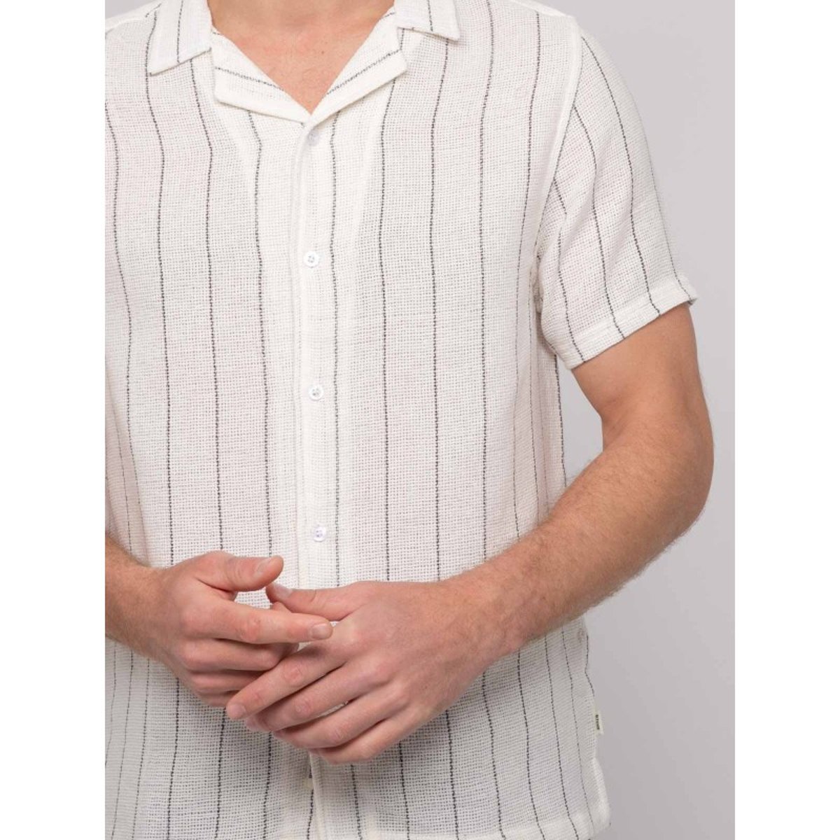 Chemise Manches Courtes Rayures Divugo ecru, RITCHIE