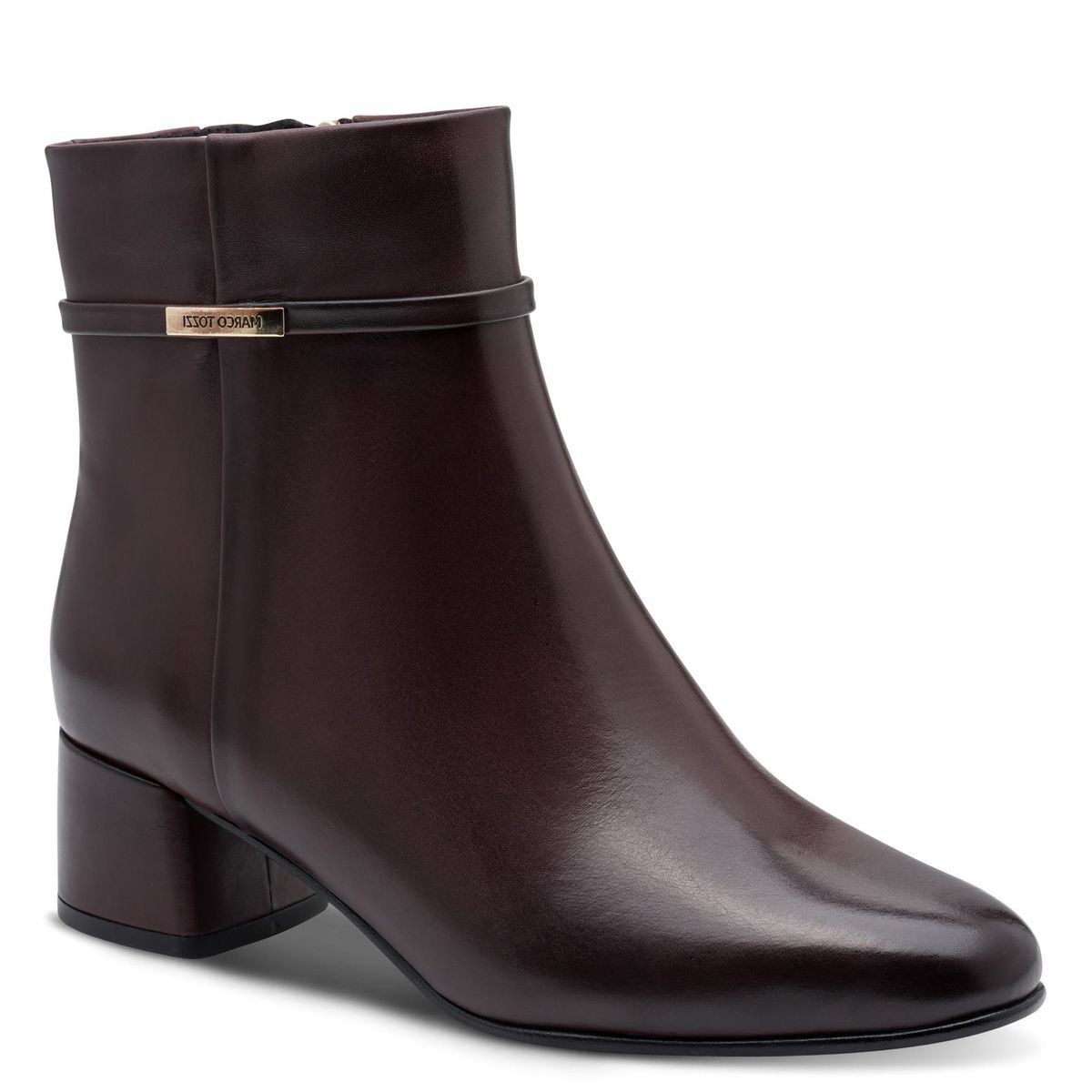 Bottine talon bloc rouge bordeaux, MARCO TOZZI