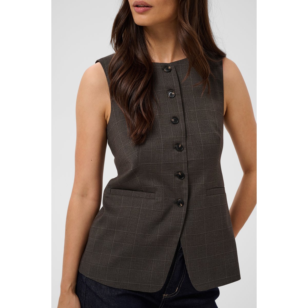Manteau gris dark grey check, KAFFE