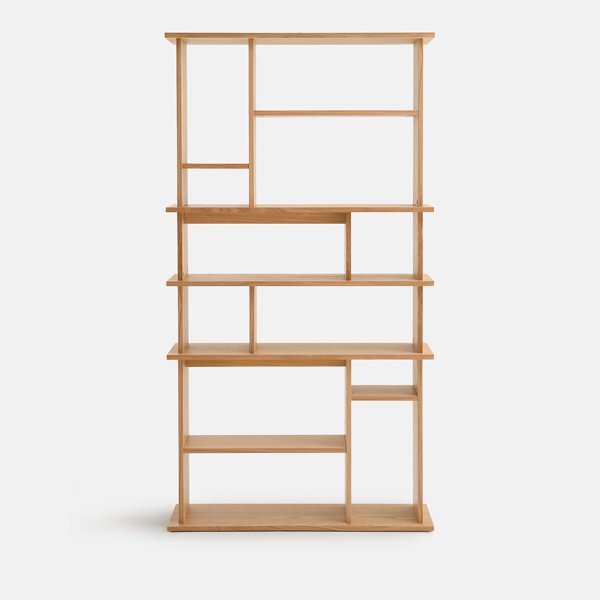 Asymmetrische boekenkast, eikenfineer, 12 nissen, hoogte 180 cm, ABAC eikkleur, LA REDOUTE INTERIEURS