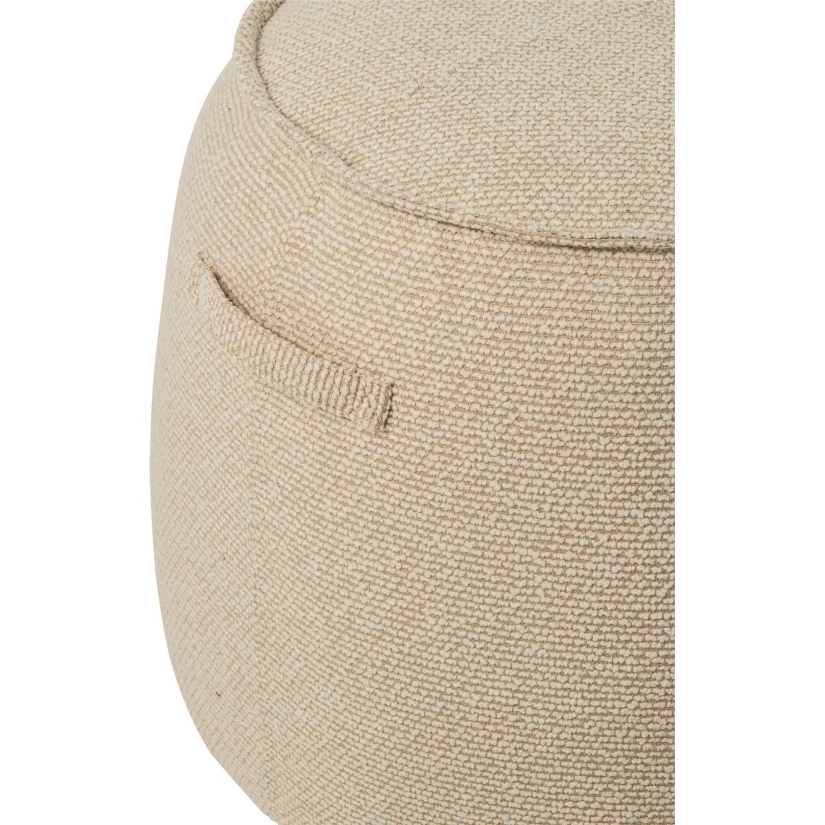 Pouf rond en tissu bouclé écru, RECOLLECTION
