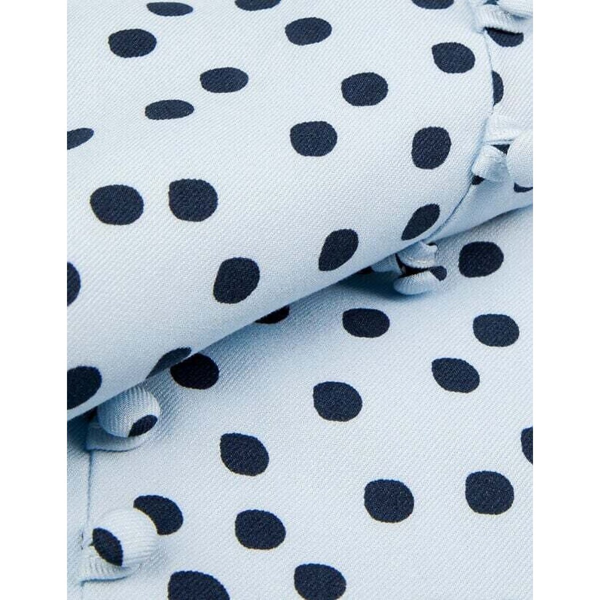 Polka Dot Full Short Sleeve V-Neck Mini Dress chambray blue , IKKS