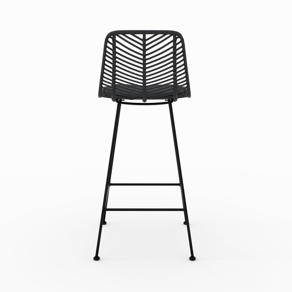 Lot de 2 chaises pour îlot central 66 cm en rotin - TAMARA noir, MAISON PAVANE