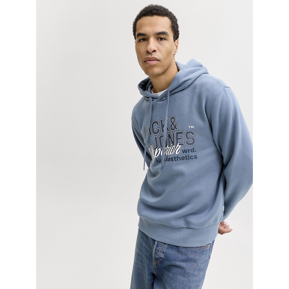 Sweat à capuche logo bleu, JACK & JONES