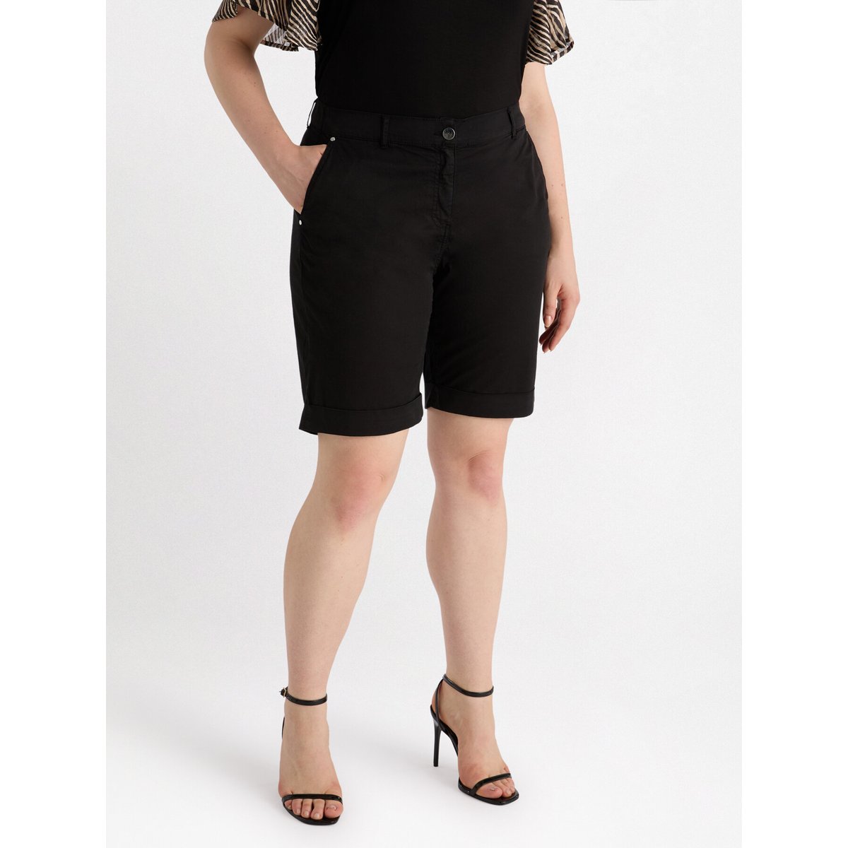 Short en coton extensible noir, FIORELLA RUBINO