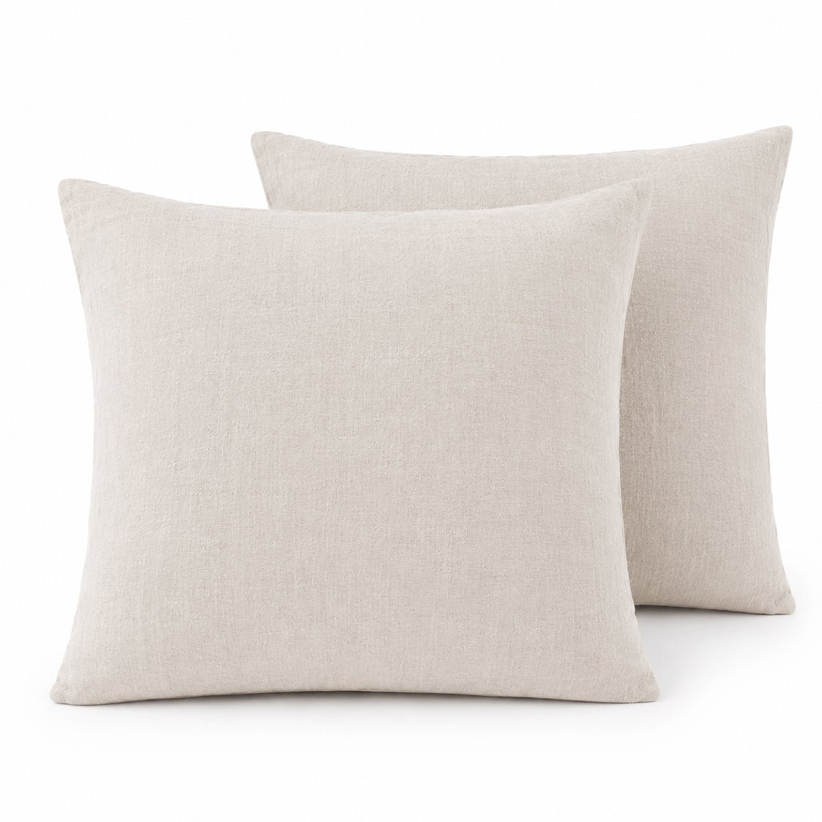 Taie d'oreiller (x2) lin lavé ADELE Made in Europe beige clair, FEBRONIE
