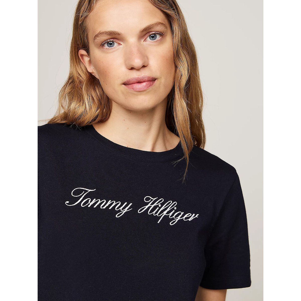 T-shirt à logo, col rond, manches courtes marine, TOMMY HILFIGER