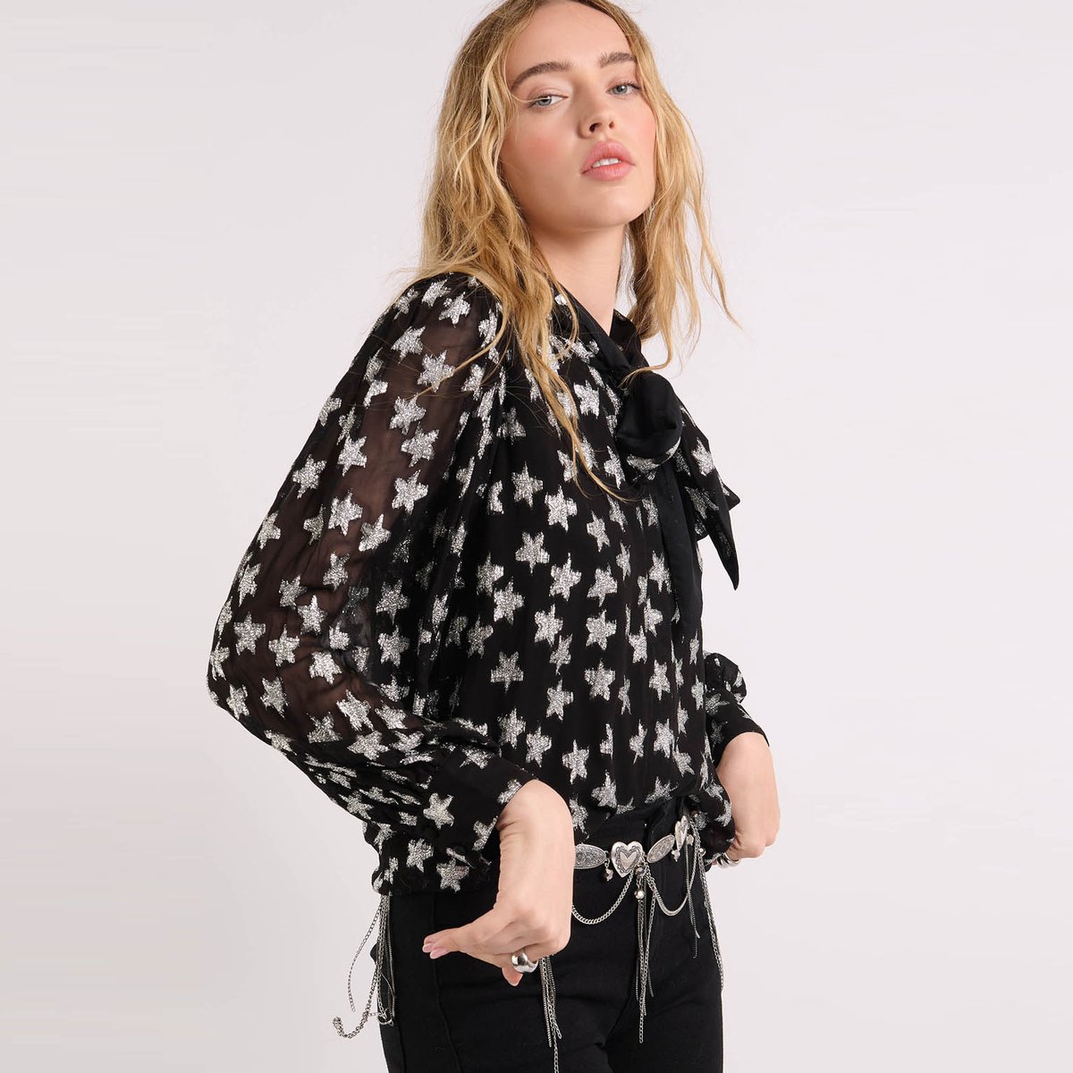 Blouse à motifs étoiles LYLAH noir, WILD