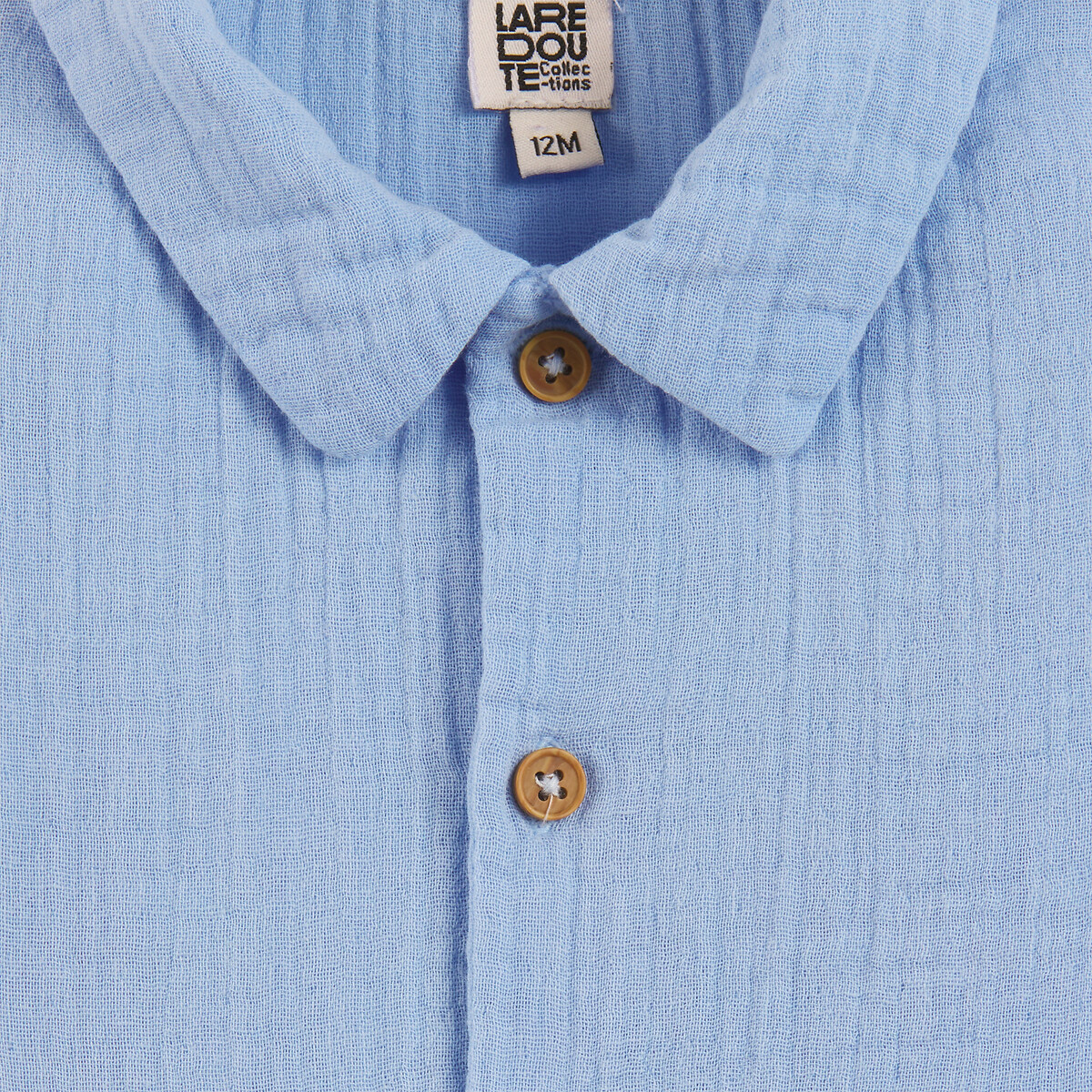 Combinaison manches longues gaze de coton bleu, LA REDOUTE COLLECTIONS