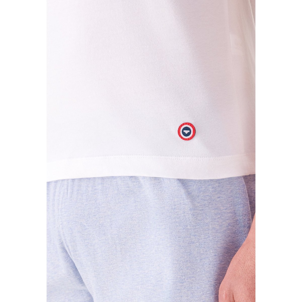 Ensemble pyjama débardeur et short en coton Fulminantinvincible blanc bleu ciel chiné, LE SLIP FRANCAIS