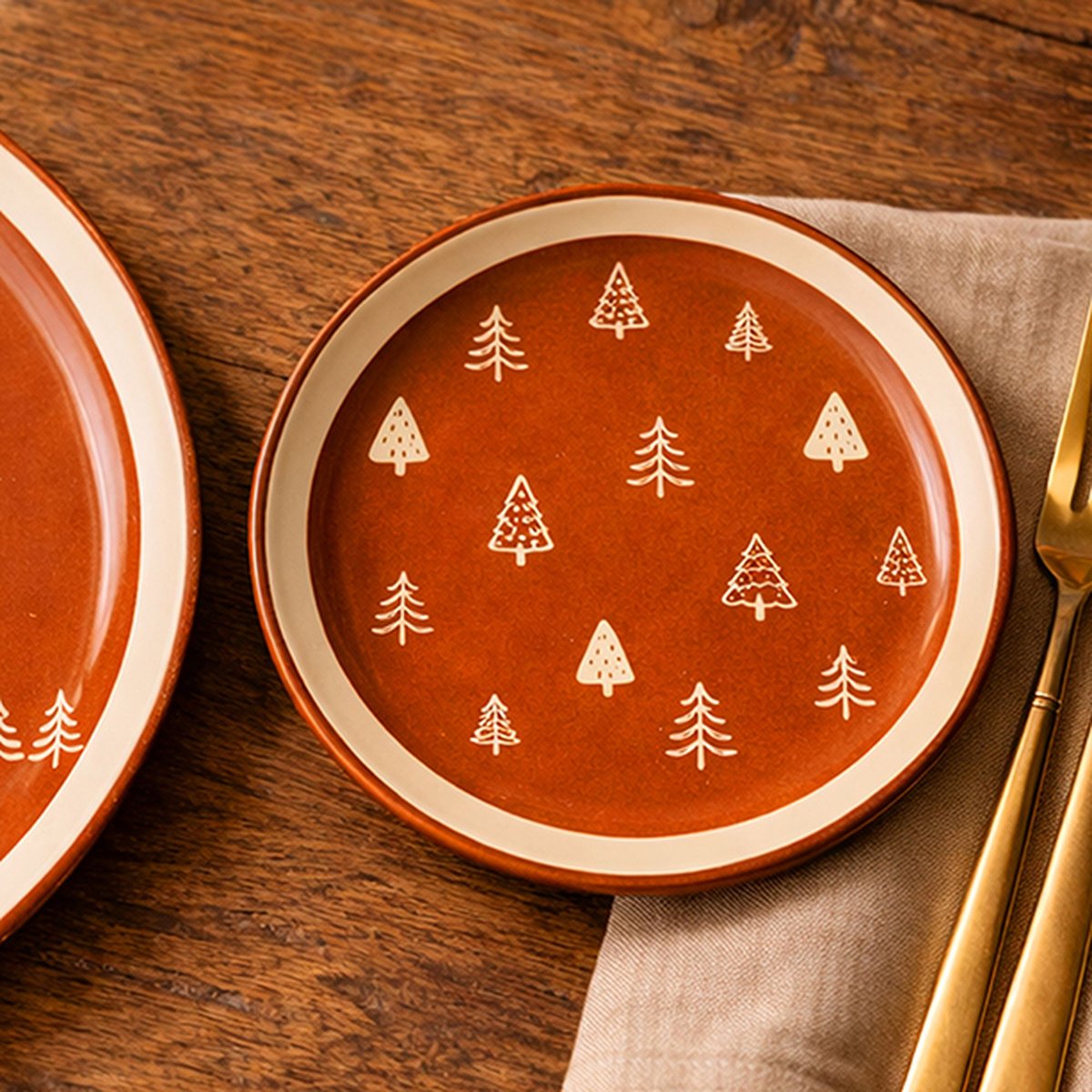 Lot de 6 assiettes à dessert 20cm en grès, MONTAGNE terracotta, NOVASTYL