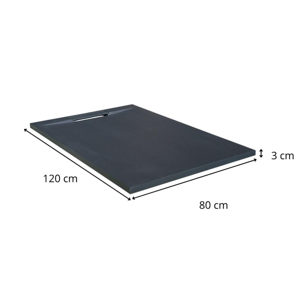Receveur de douche aspect pierre extra-plat ONA gris anthracite, MOB IN