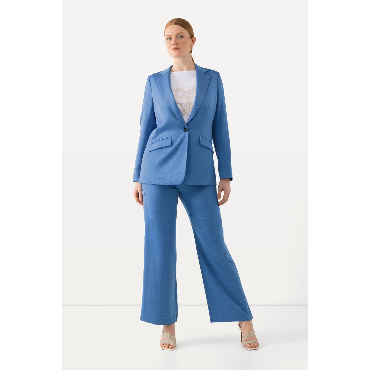 Pantalon de tailleur. Jambe large. Taille bleu jean, ULLA POPKEN