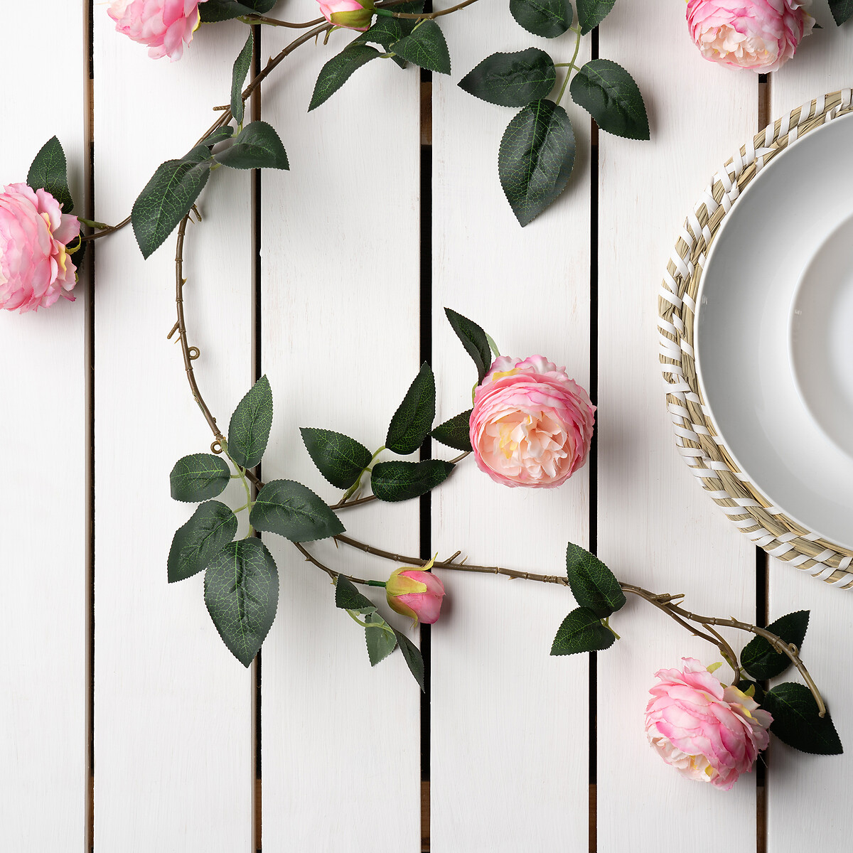 180cm Artificial Camellia Rose Garland pink, SO'HOME