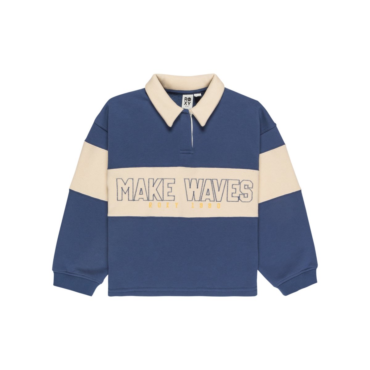 Sweat en blocs de couleurs avec col en couleur contrastée ICONIC WAVES. bleu vintage indigo, ROXY