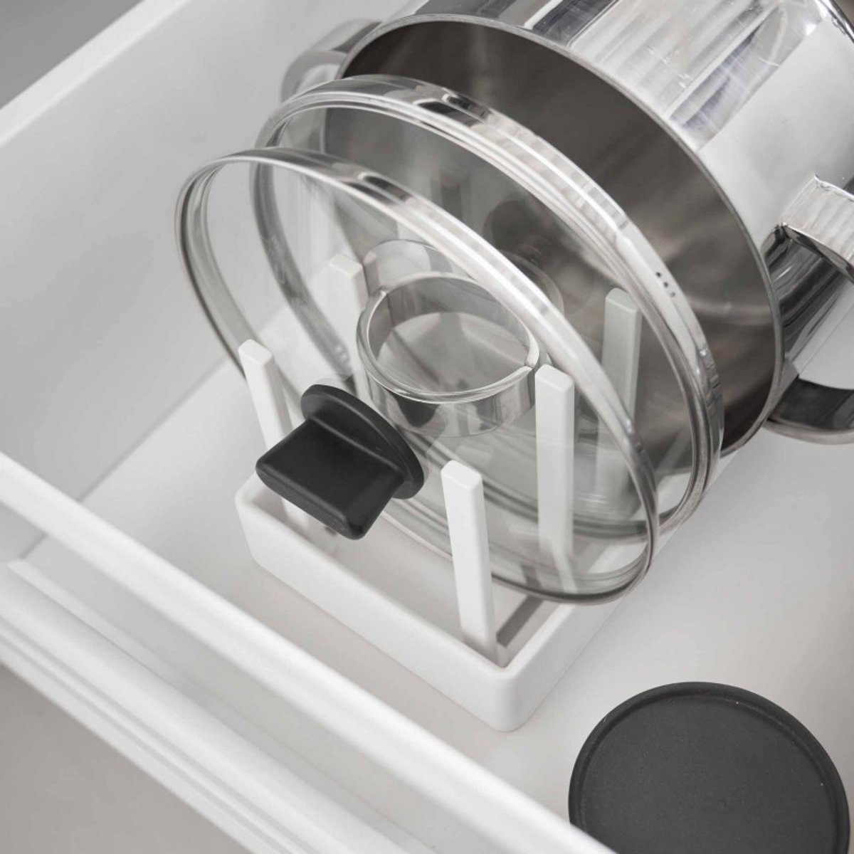 Support rangement couvercles assiettes Tower blanc, YAMAZAKI