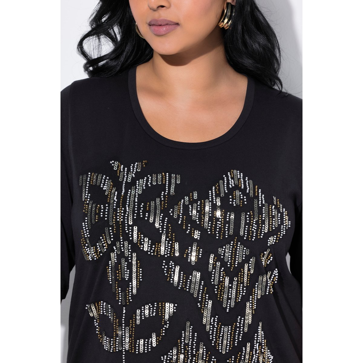 T-shirt à paillettes noir, ULLA POPKEN