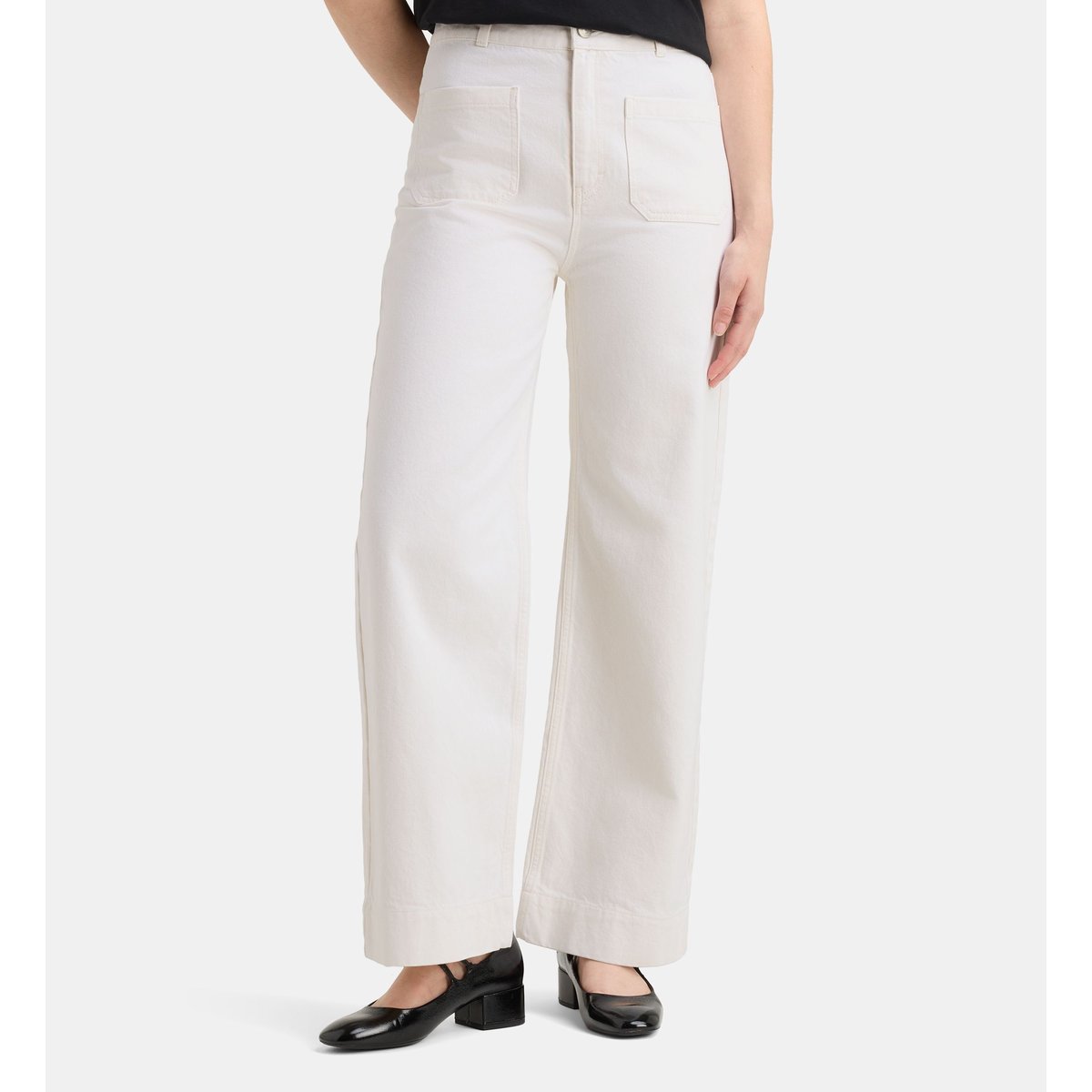 Jean large redford coton bio blanc cassé, GALERIES LAFAYETTE