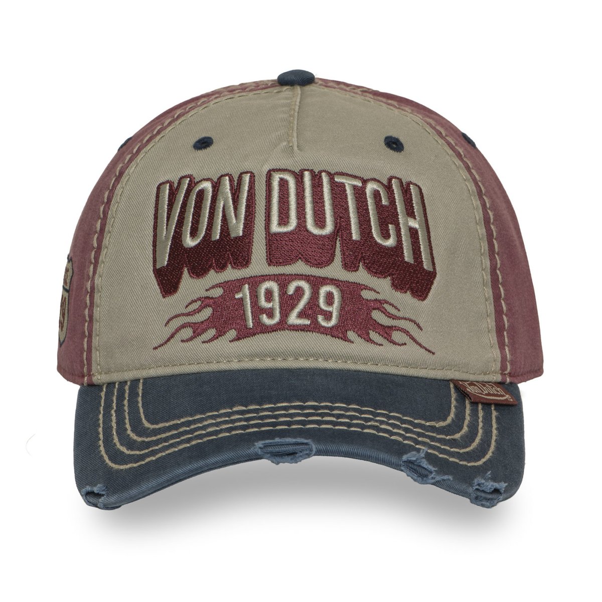 Casquette baseball RETRO beige/rouge/bleu foncé, VON DUTCH