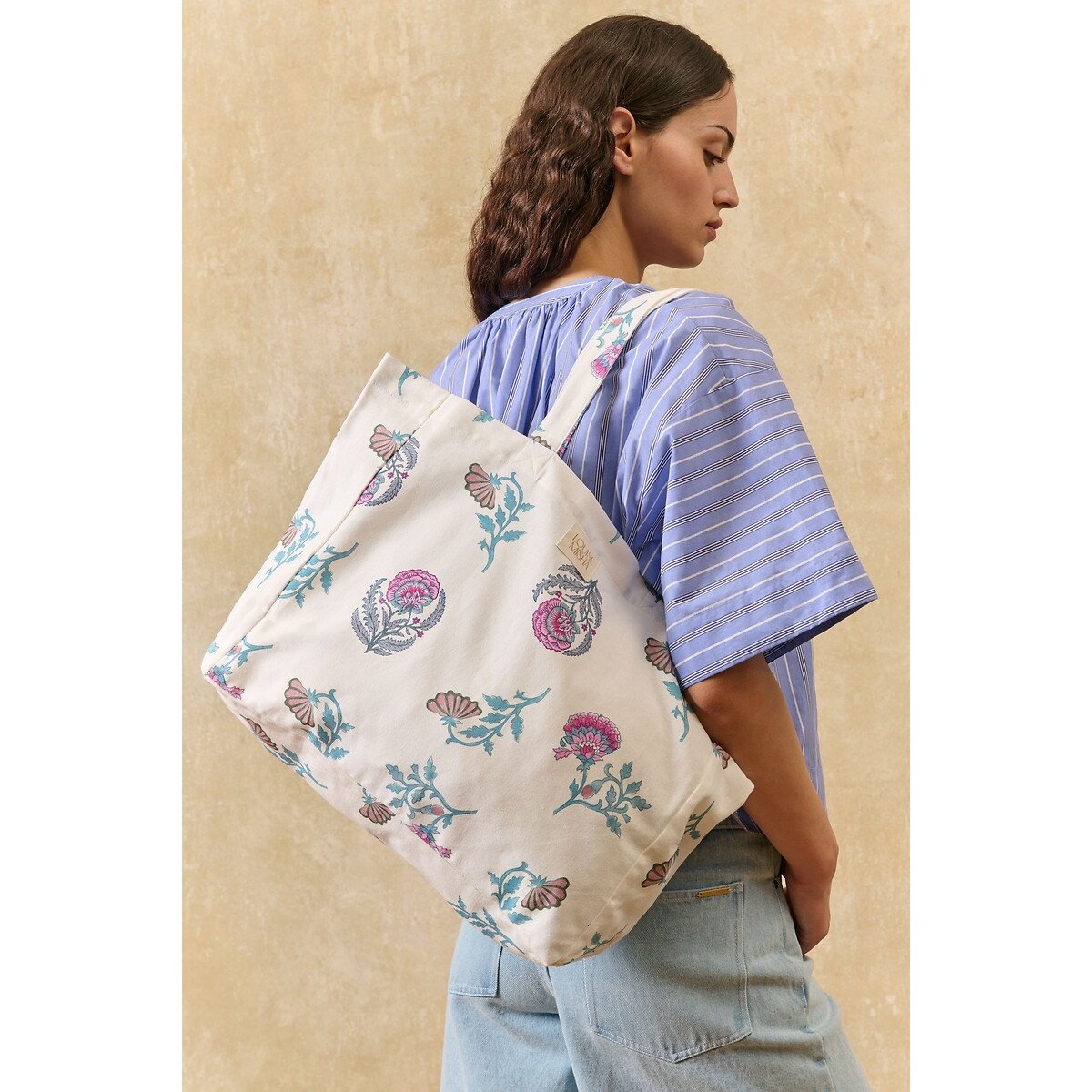 Beverly Floral Print Large Tote Bag blue print, LOUISE MISHA