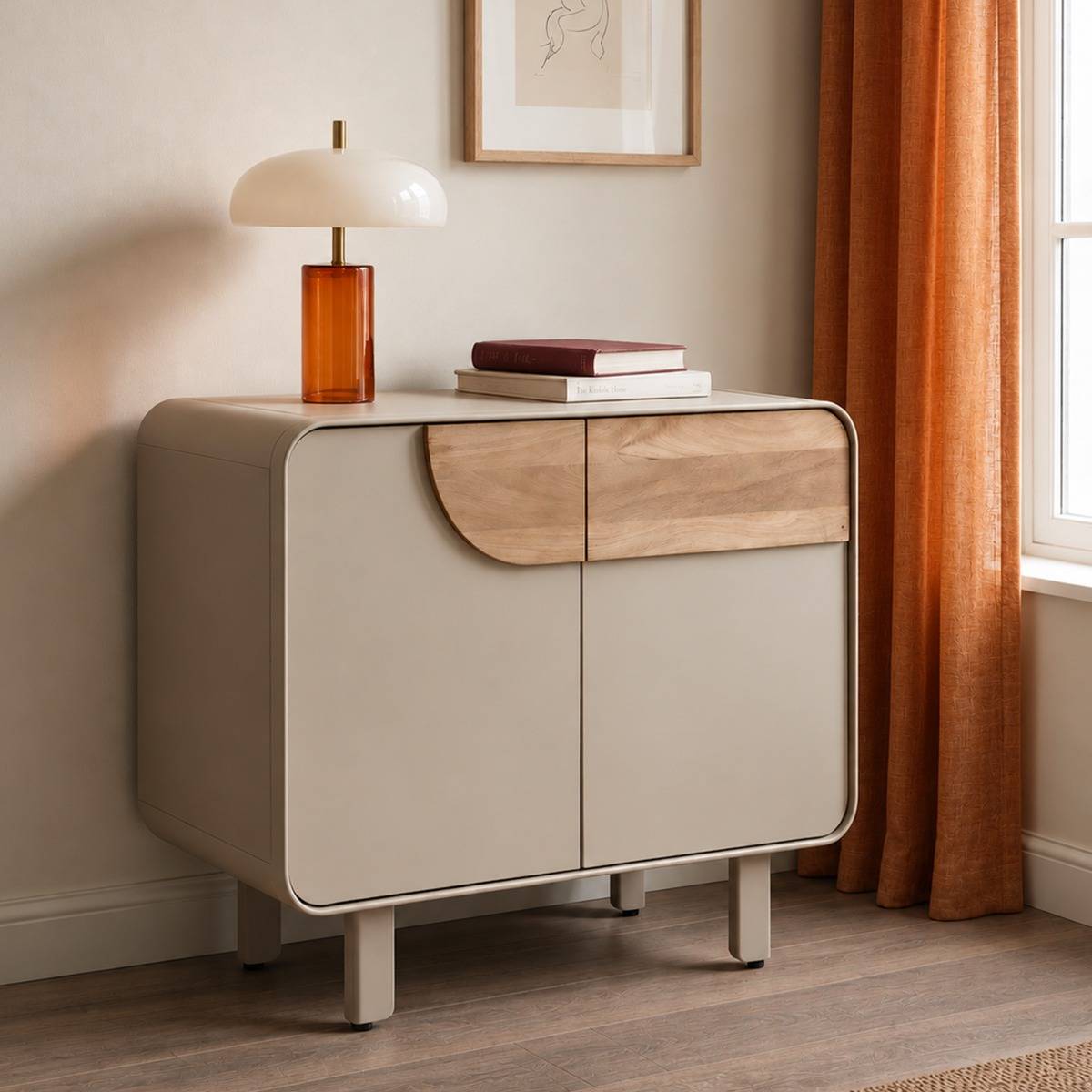 Petit buffet en bois de manguier KEZIA gris, MADE IN MEUBLES