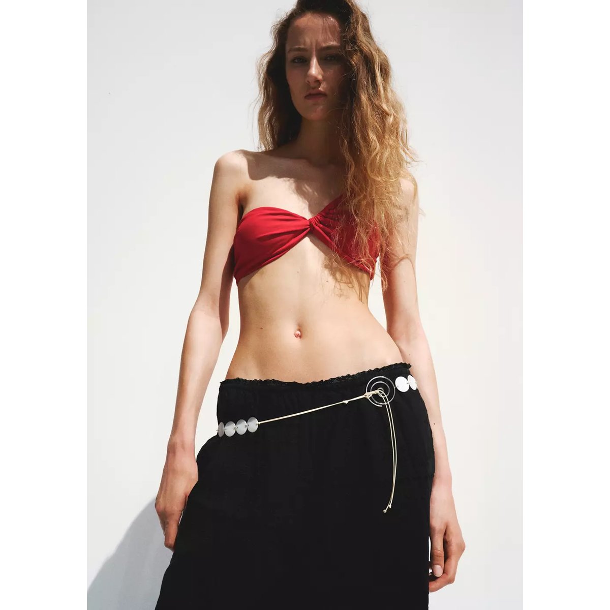 Pantalon en coton avec broderies ajourées noir, MANGO