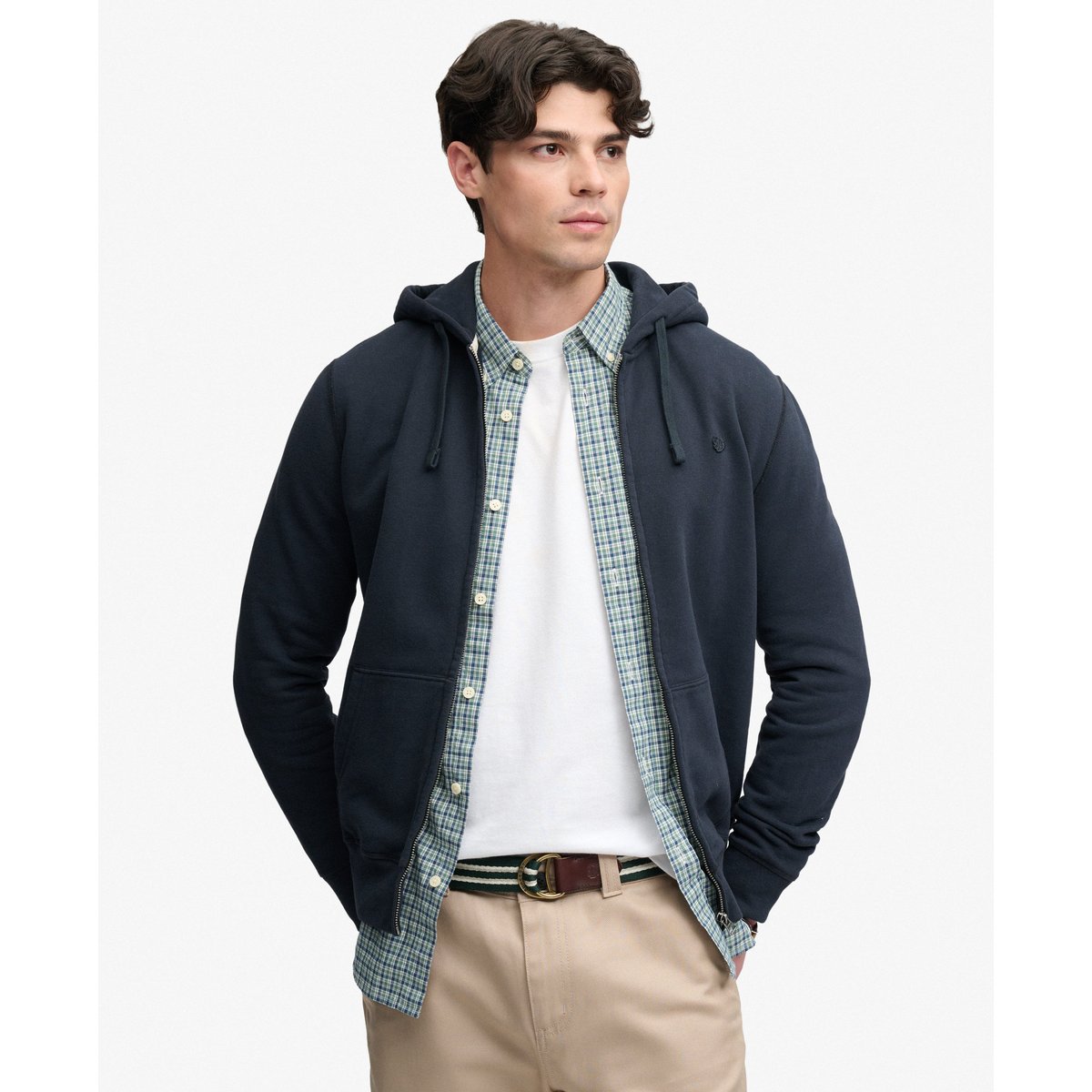 Ceinture Heritage Stripe Coupe Classique rayure vert pin foncé, SUPERDRY