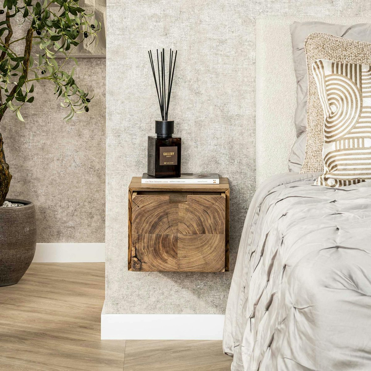 Table de chevet bois – 1 tiroir, forme cube MELBOURNE bois naturel, PIER IMPORT